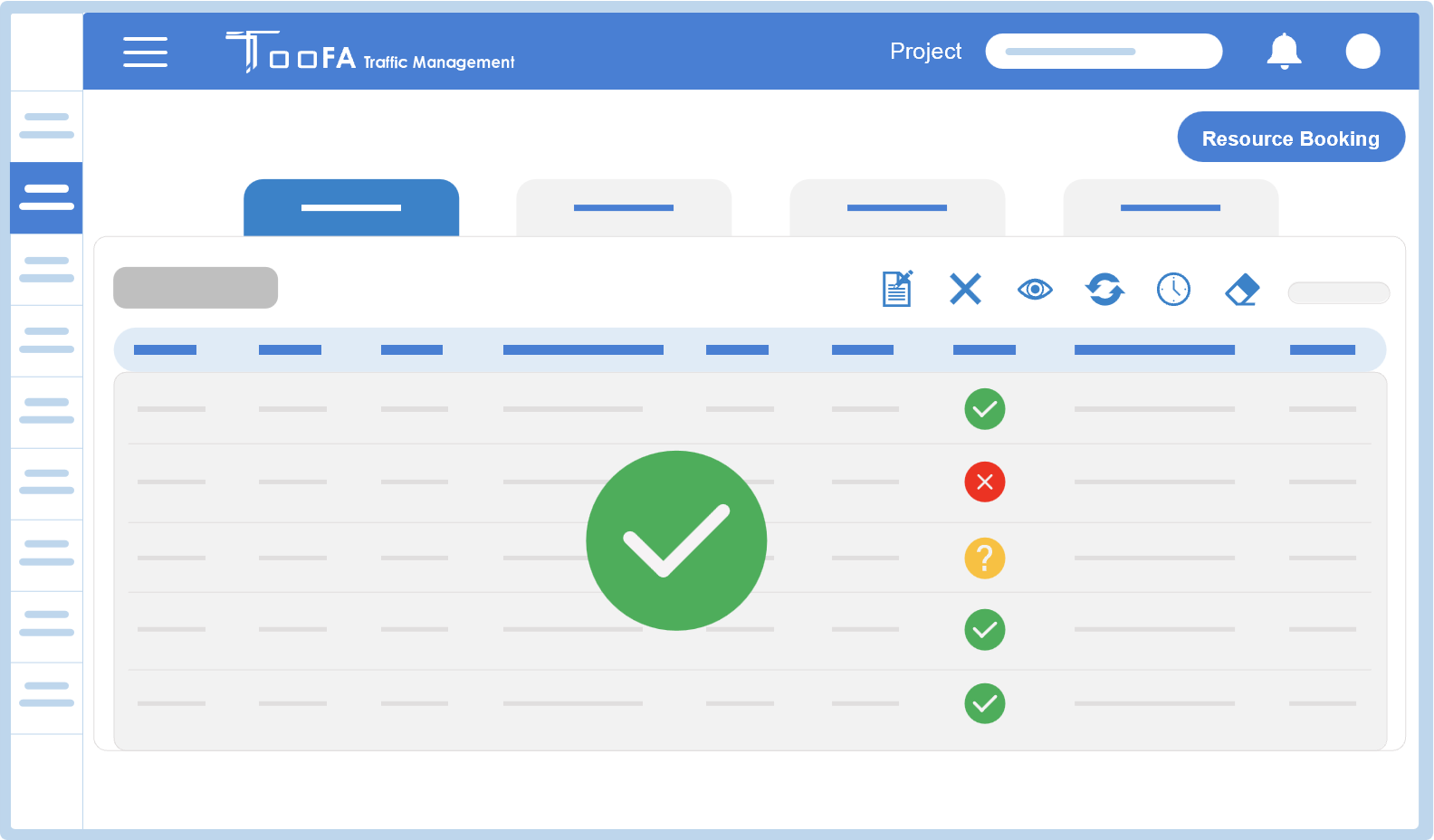 TOOFA screenshot: Resource booking