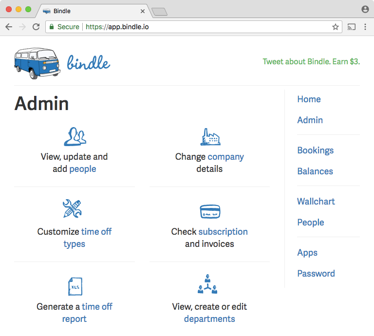 Bindle Software - Admins can add employees, create their own holiday calendars, and generate time off reports in Bindle