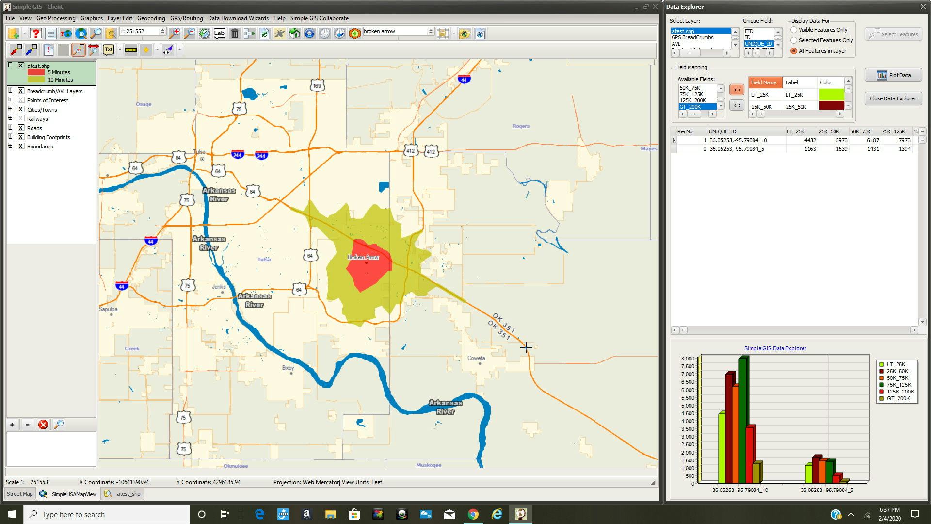 Simple GIS Client Software - Create spatial queries, conduct buffer, drive time, or proximity analysis!  With Simple GIS Client, you have a suite of pwerful analytical tools at your fingertips!