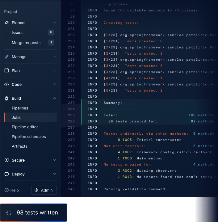 Diffblue Cover Software - Writing unit tests