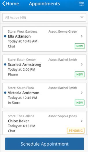 Salesfloor screenshot: Salesfloor appointments