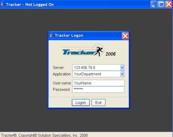 Tracker screenshot: Tracker login