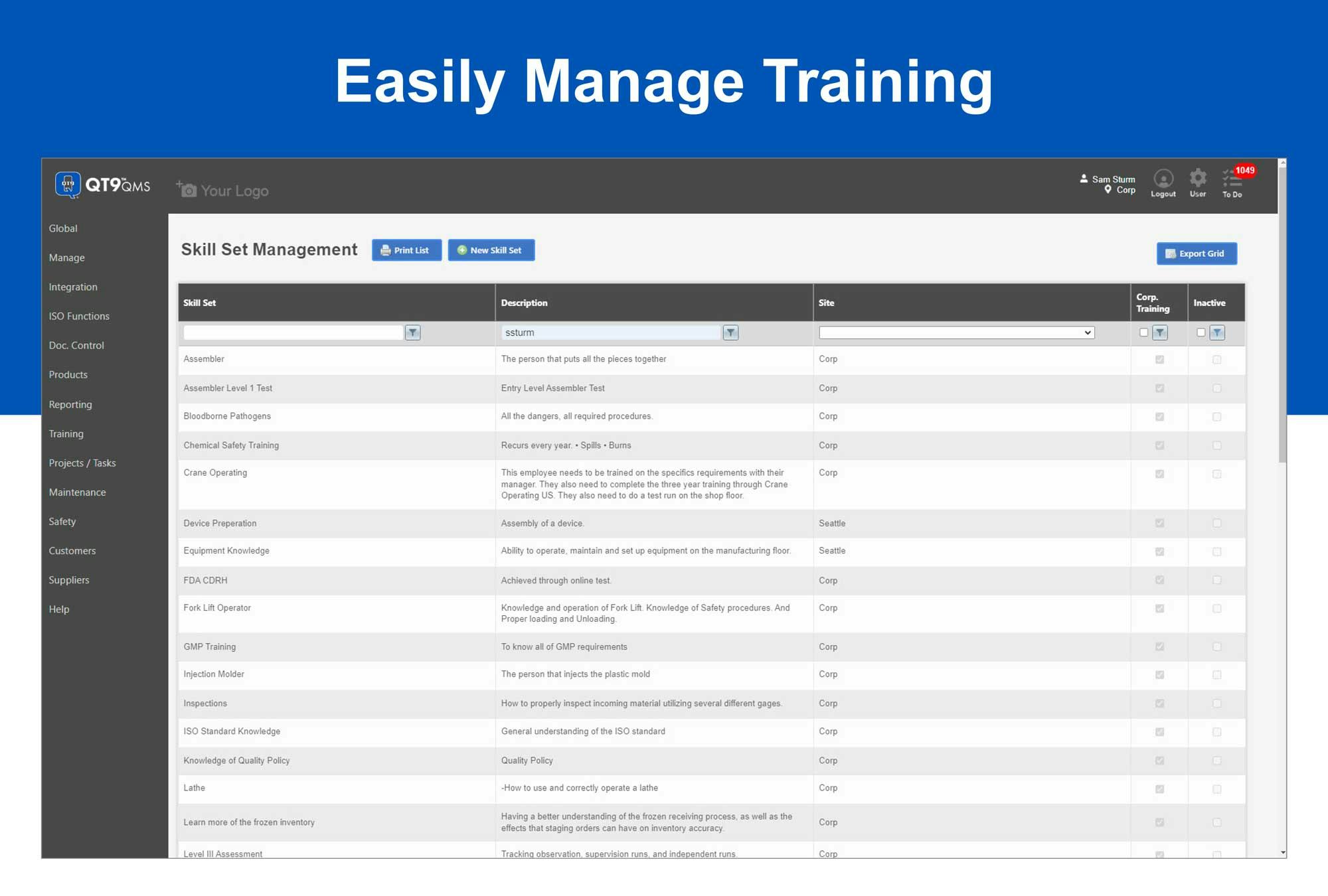 QT9 QMS Software - Easily Track Your Employee Training