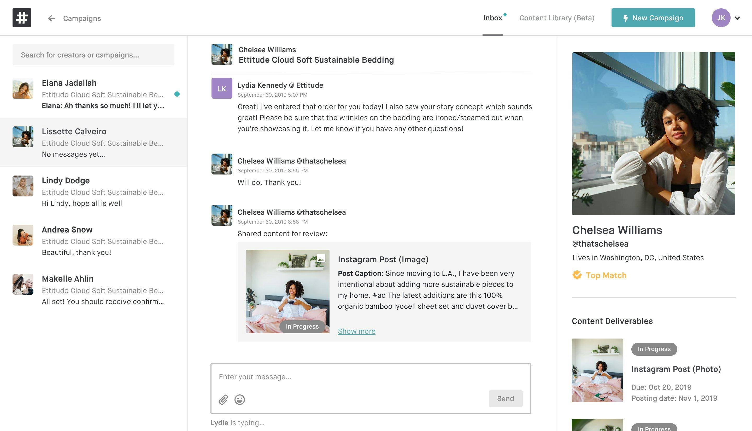 #paid Software - Chat and collaborate with creators about campaigns.