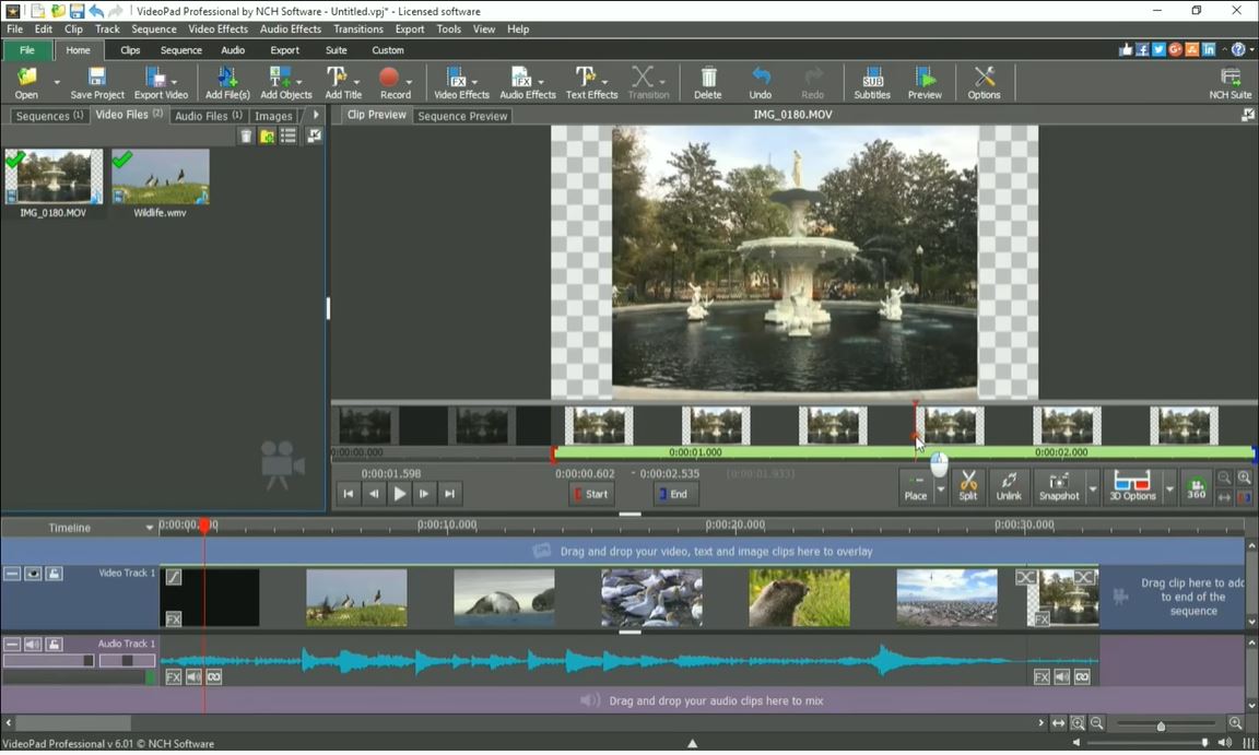 how to add main title to video in nch videopad video editor
