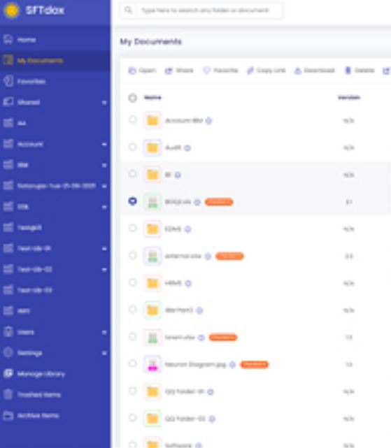 SFTDox screenshot: SFTDox document management
