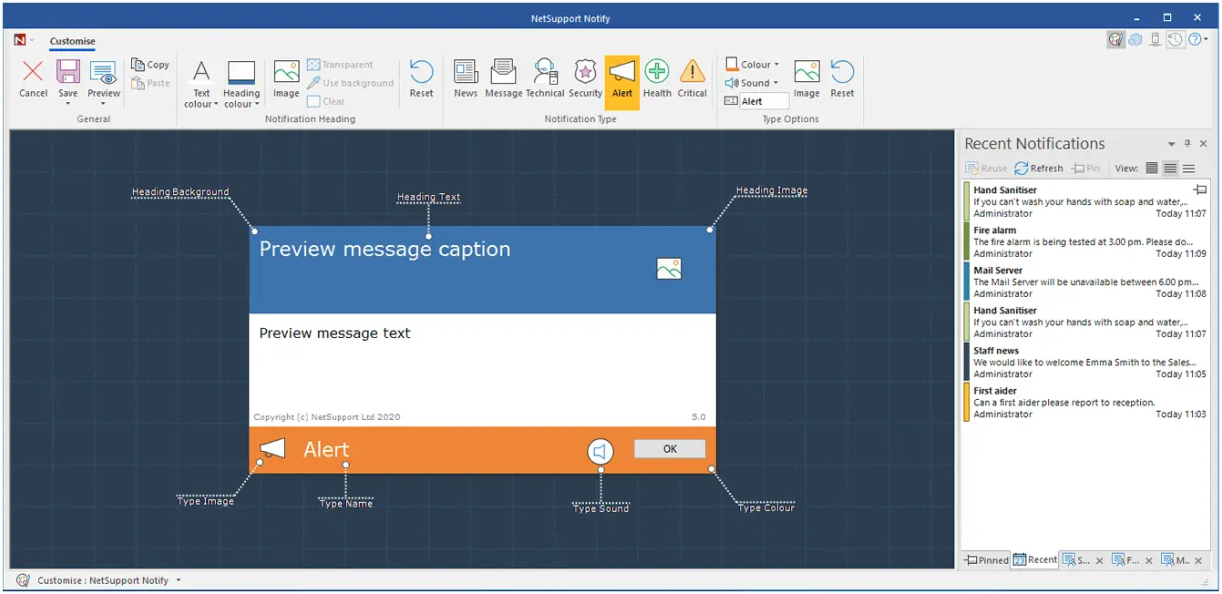 NetSupport Notify Software - NetSupport Notify - Customise notifications