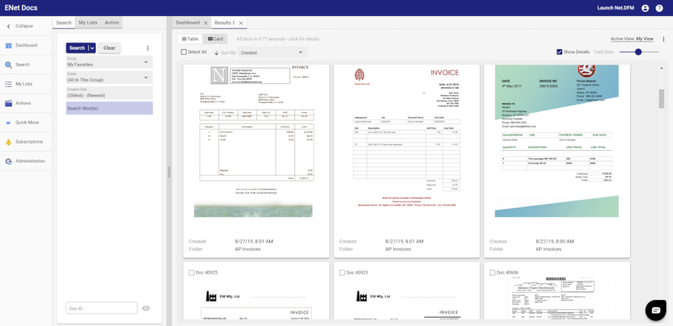 ENet Docs screenshot: ENet Docs retrieve documents