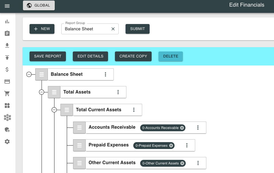 SoftLedger Software - Custom report editor