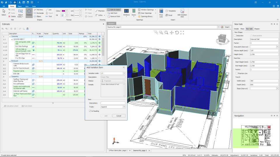 Cubit screenshot: Cubit adding variation items