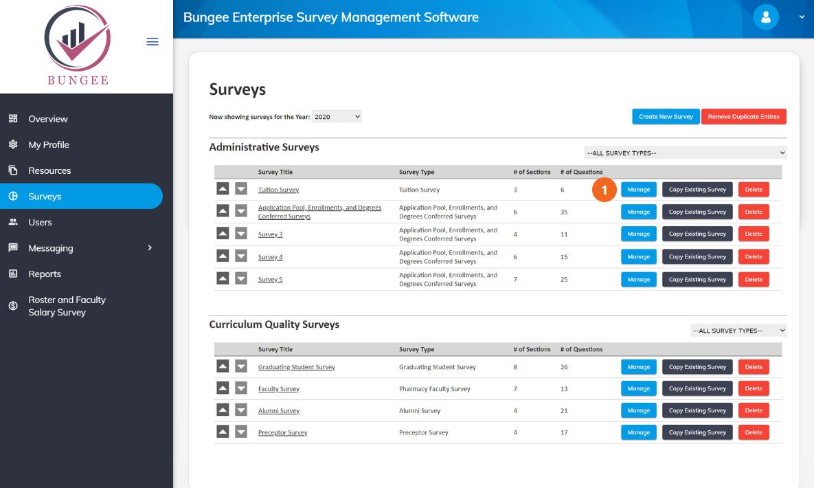 Bungee Enterprise Survey Management System view surveys