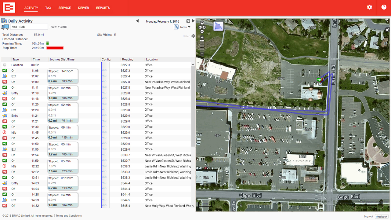 EROAD Software - View satellite maps to track vehicle locations