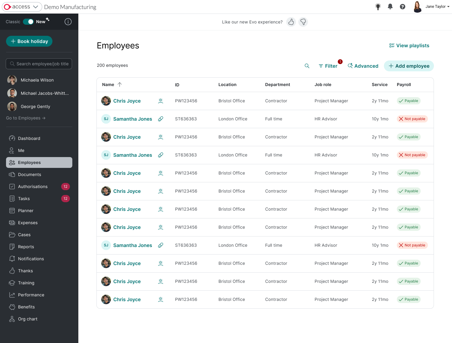 Access PeopleHR Software - Employee Lists
