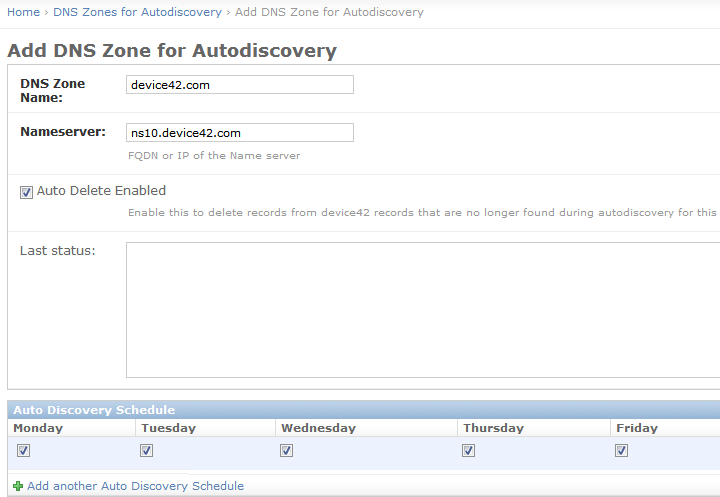 Device42 Software - DNS integration with support for A / AAA / CNAME / MX and PTR records, allows for domain transfers and the scheduling of auto-discovery alongside DNS record search and filtering