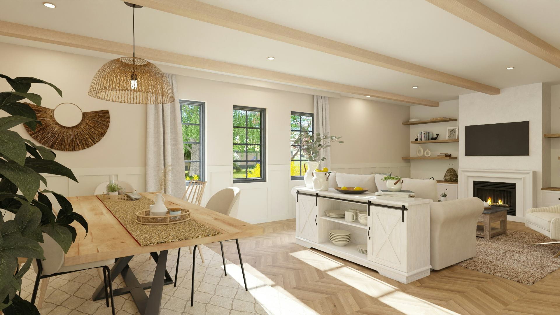 Cedreo Software - Interior 3D rendering of a living room created with Cedreo