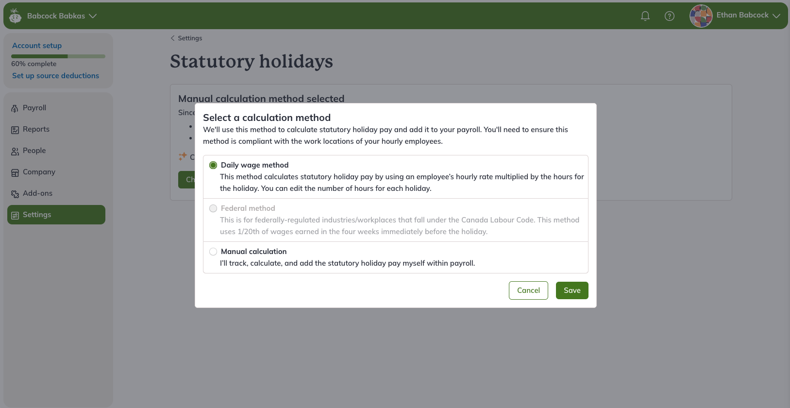 Calculate statutory holiday pay and ensure compliance | Easy-to-use and intuitive payroll software