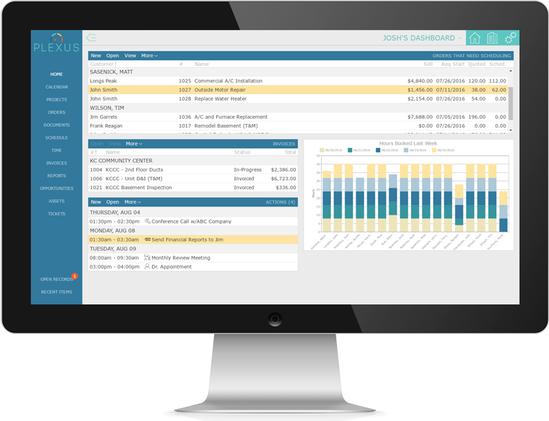 Plexus Software - The dashboard-based hub immediately provides an overview of company operations and job data at a glance