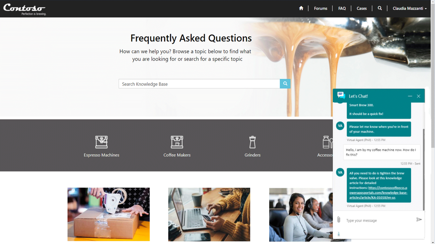 Dynamics 365 Customer Service screenshot: Dynamics 365 Customer Service live chat