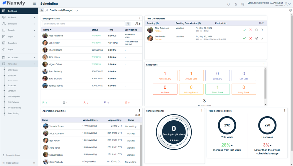 Namely Software - Workforce Management: Track time, manage schedules, and handle complex workforce needs with a smart, configurable Workforce Management solution.