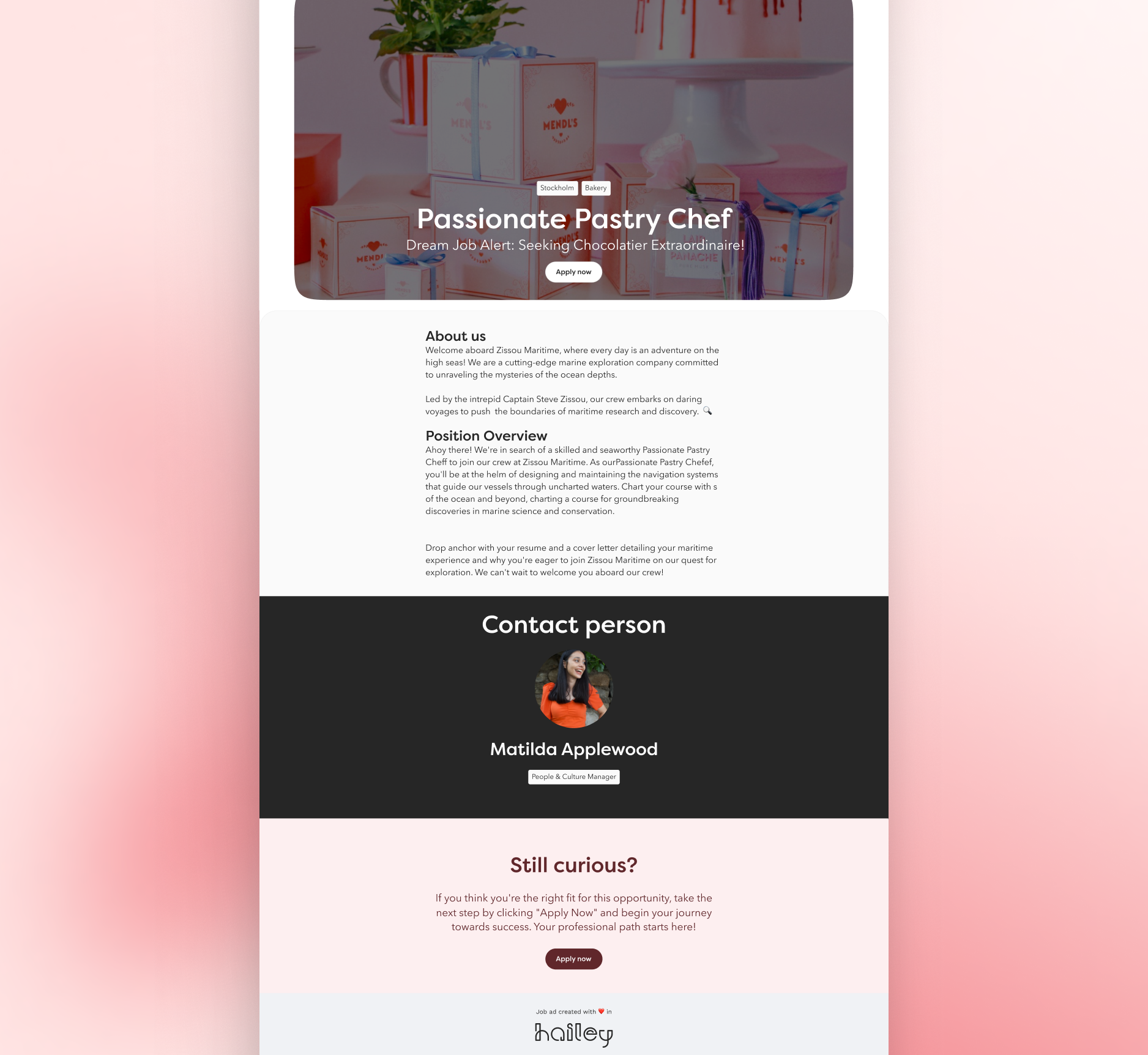 Hailey HR screenshot