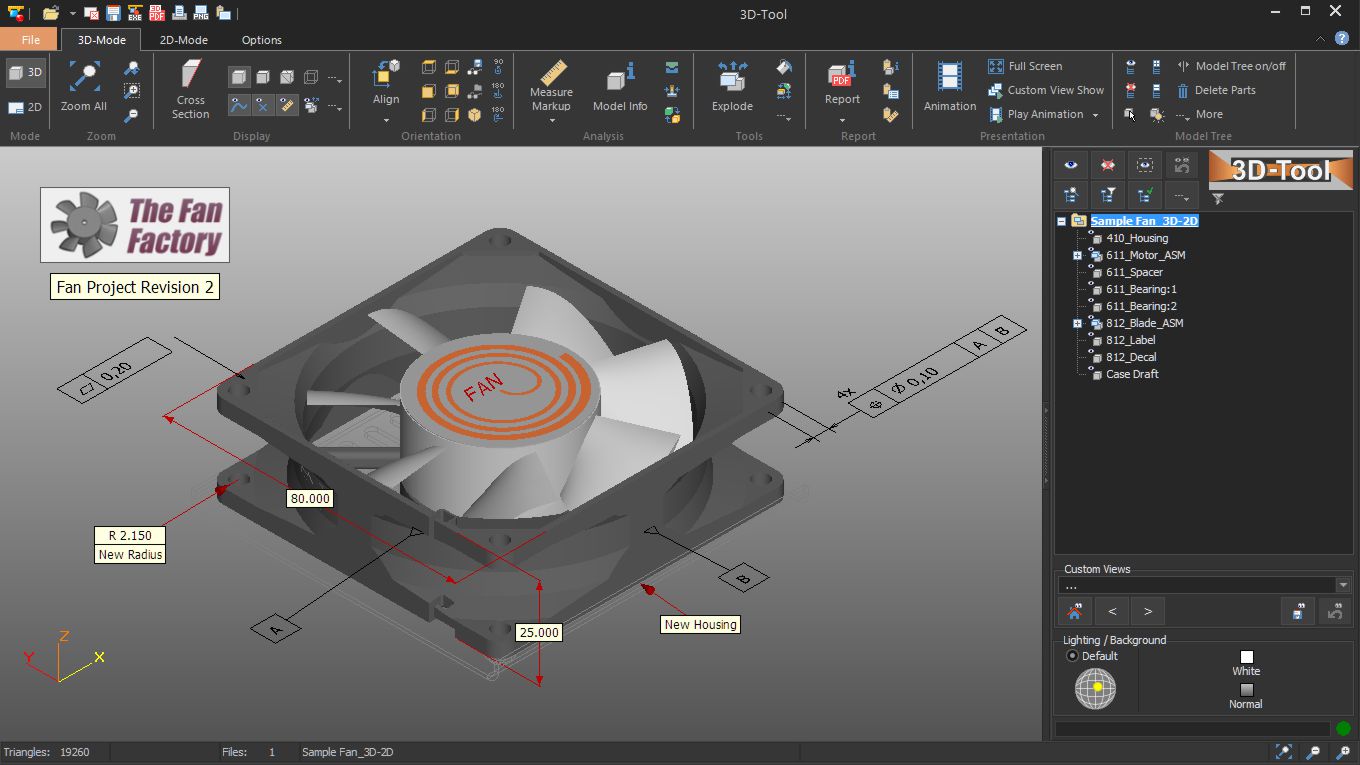 3D-Tool screenshot: The CAD Viewer 3D-Tool is a professional and user-friendly tool for viewing, analyzing and converting 3D models and for viewing 2D drawings.