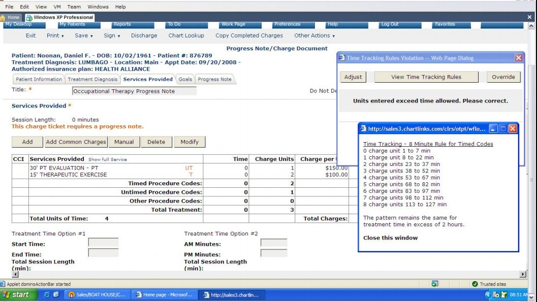 Chart Links Software - Time Tracking Medicare 8 Minute Rule