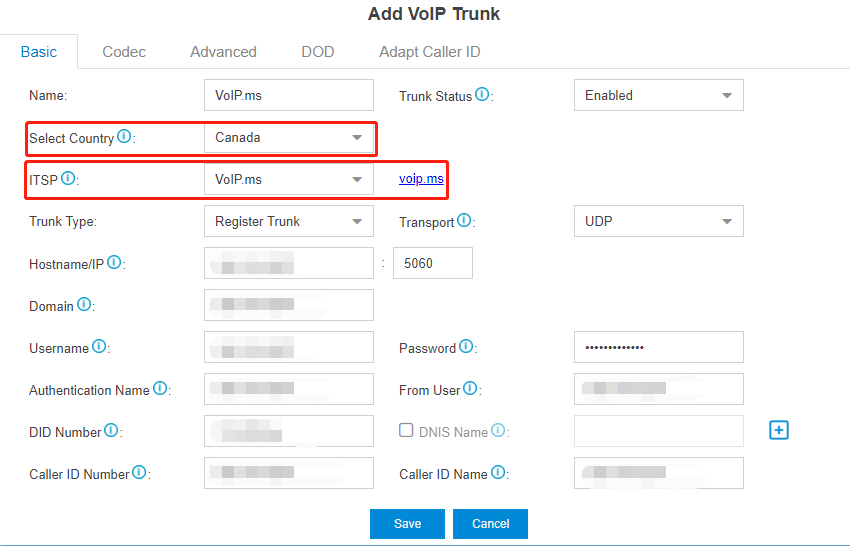 VoIP.ms adding VoIP trunk