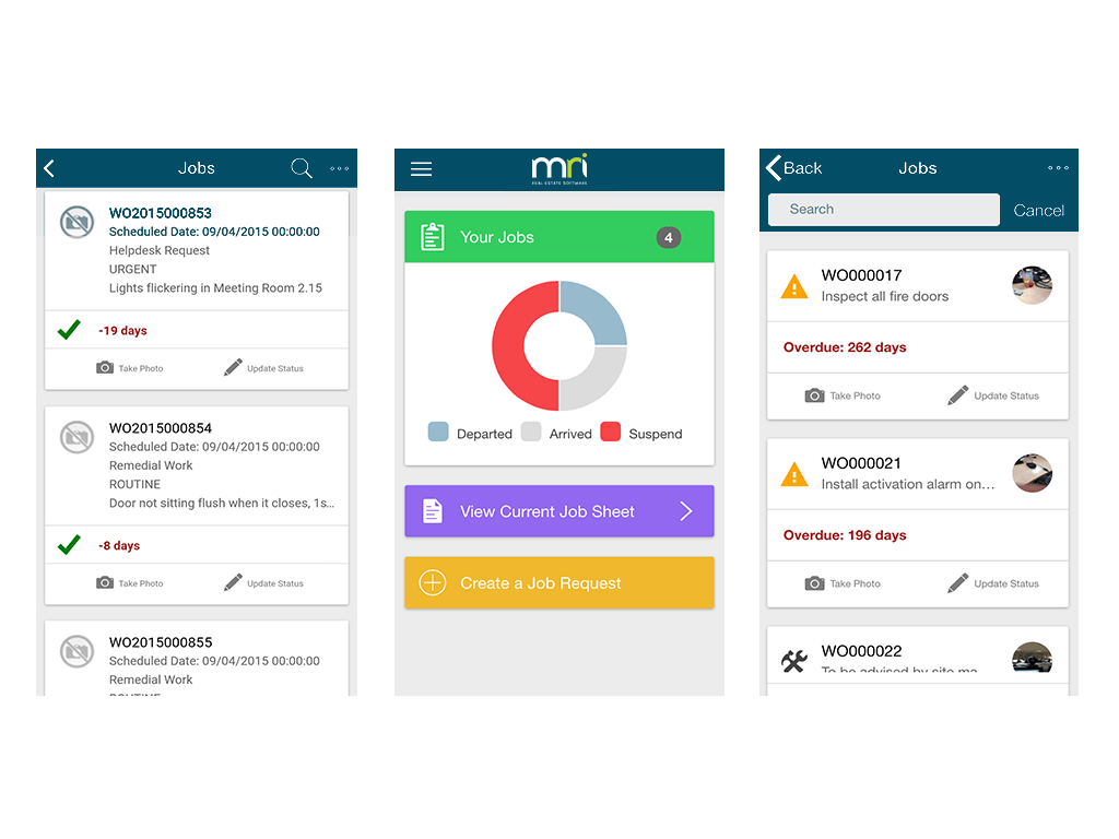 MRI's mobile maintenance apps allows users to view, manage and create work orders on mobile devices, attach camera photos and perform audits on equipment or assets by their location using barcode scanning support