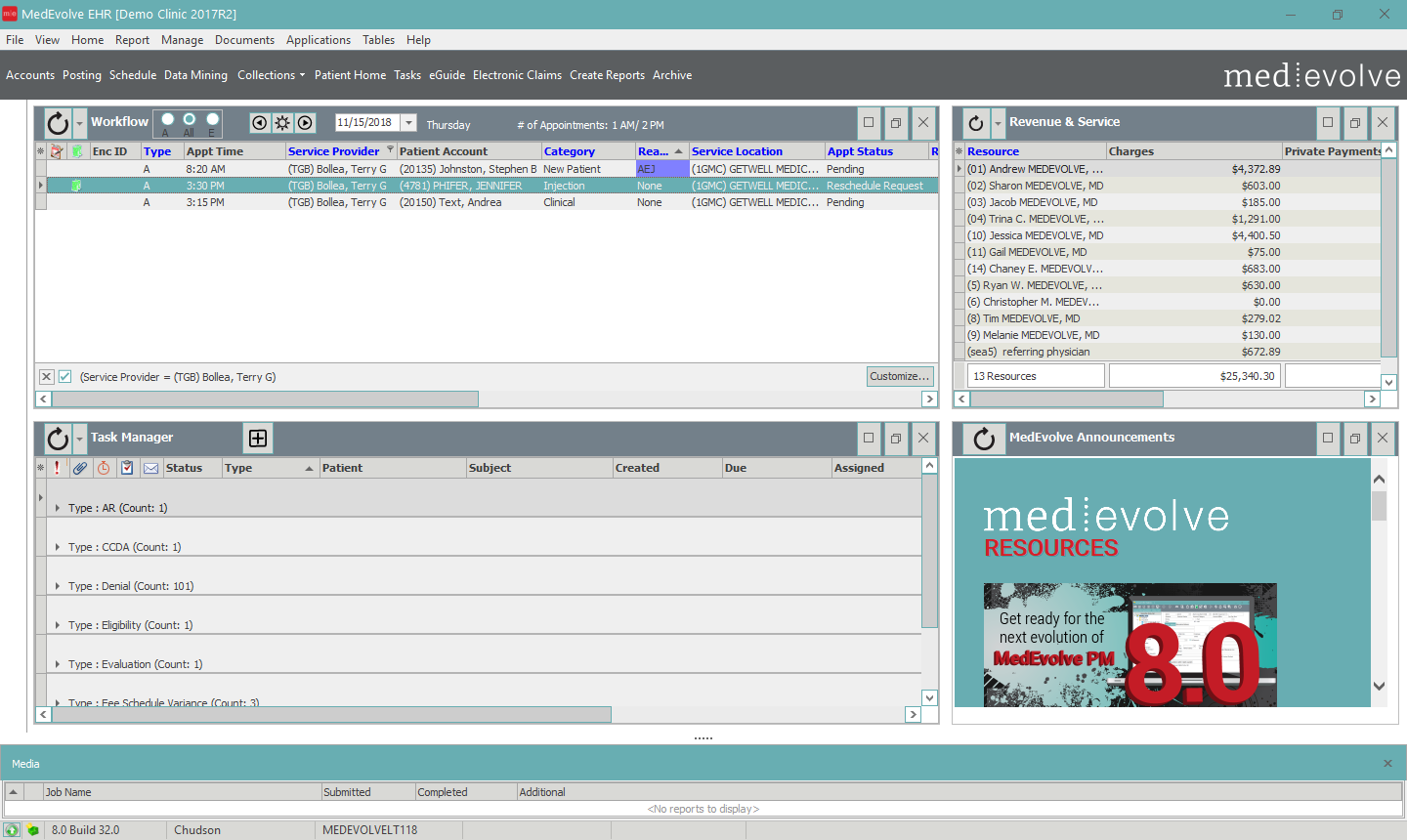 MedEvolve Software - MedEvolve PM - Home Screen