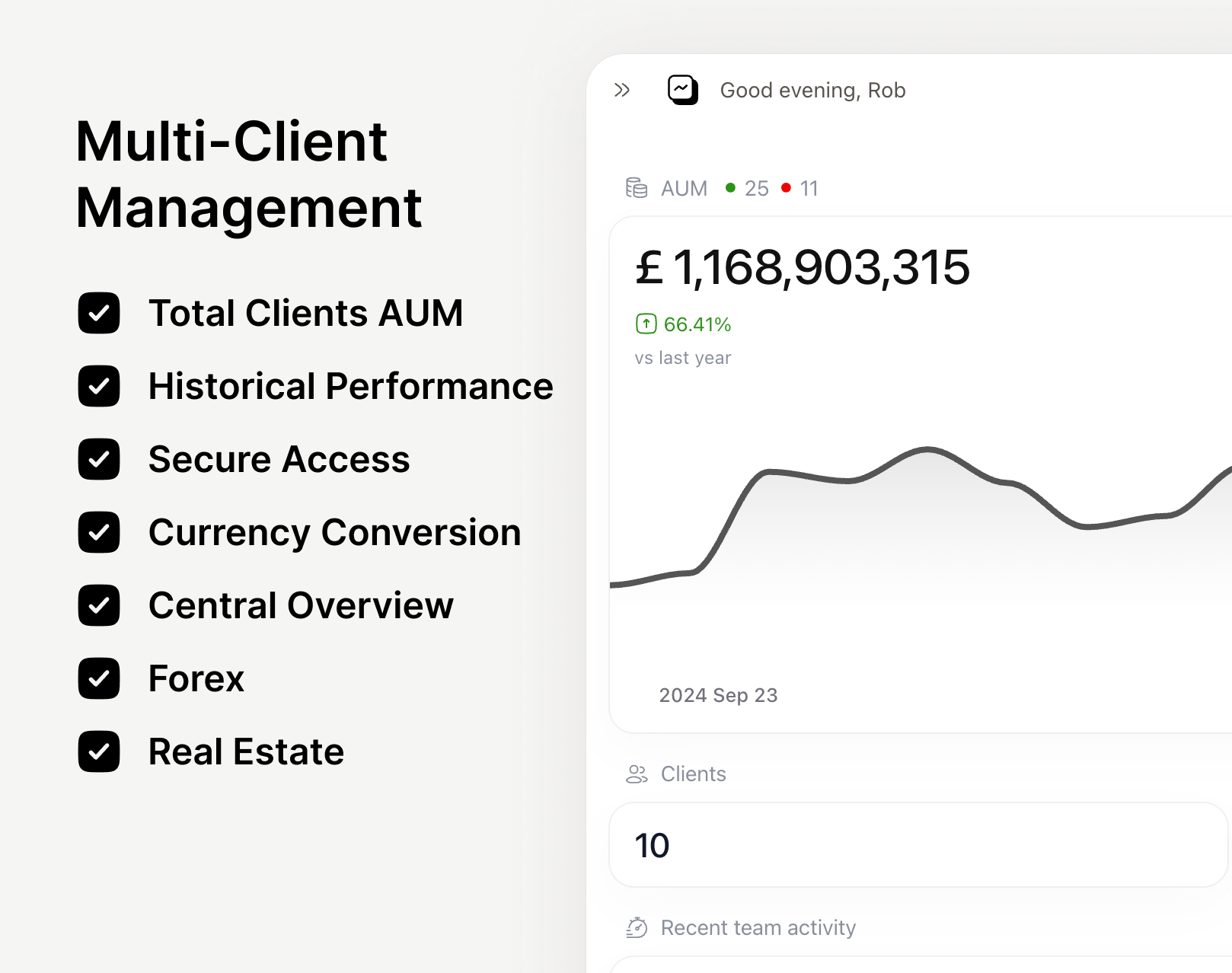 Super screenshot: Simple overview of all clients for multi-family offices.