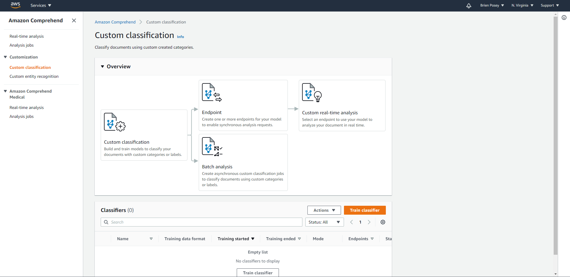 Amazon Comprehend screenshot