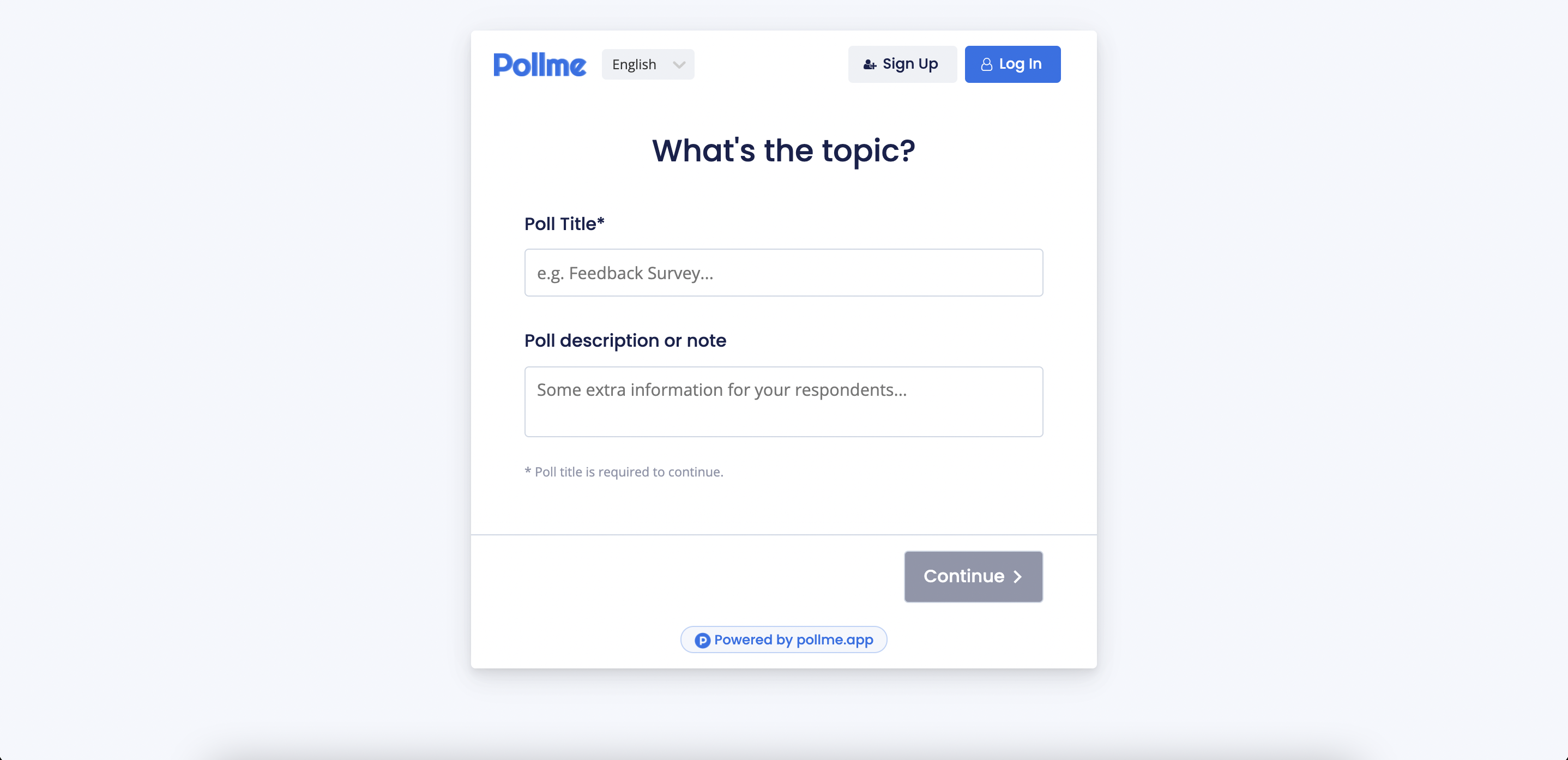 Pollme create new poll
