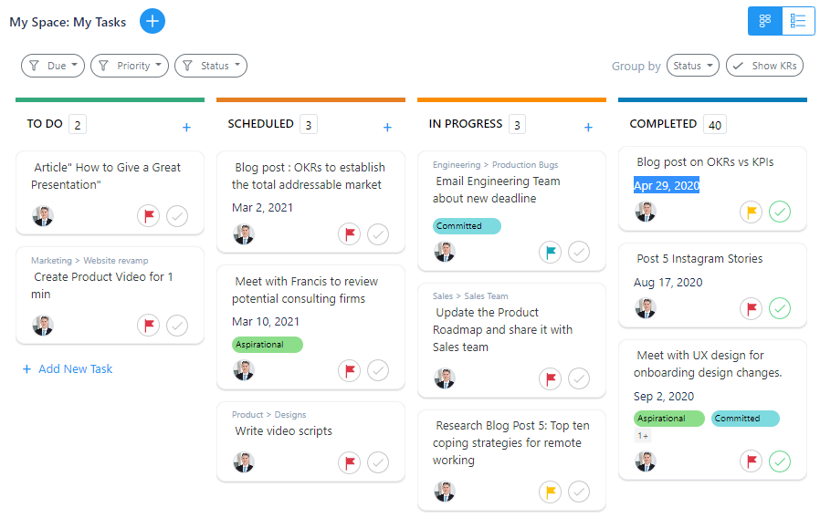 Profit.co Software - Manage tasks using Kanban boards