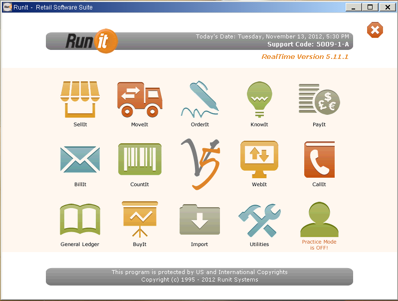 RunIt RealTime Cloud Software - Runit POS Main Screen