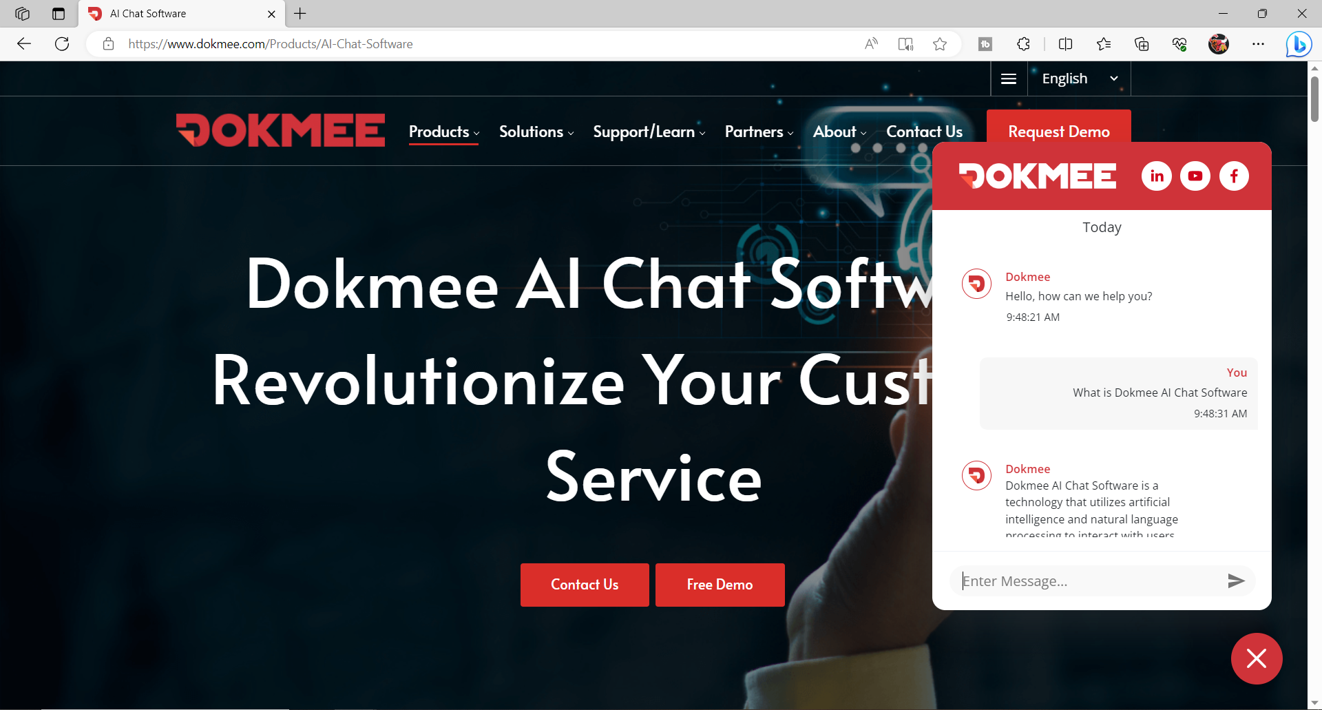 Dokmee AI Chat Software screenshot: Dokmee AI Chat Software - Live In Action