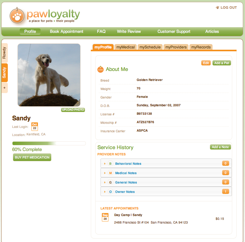 Pawloyalty pet profile