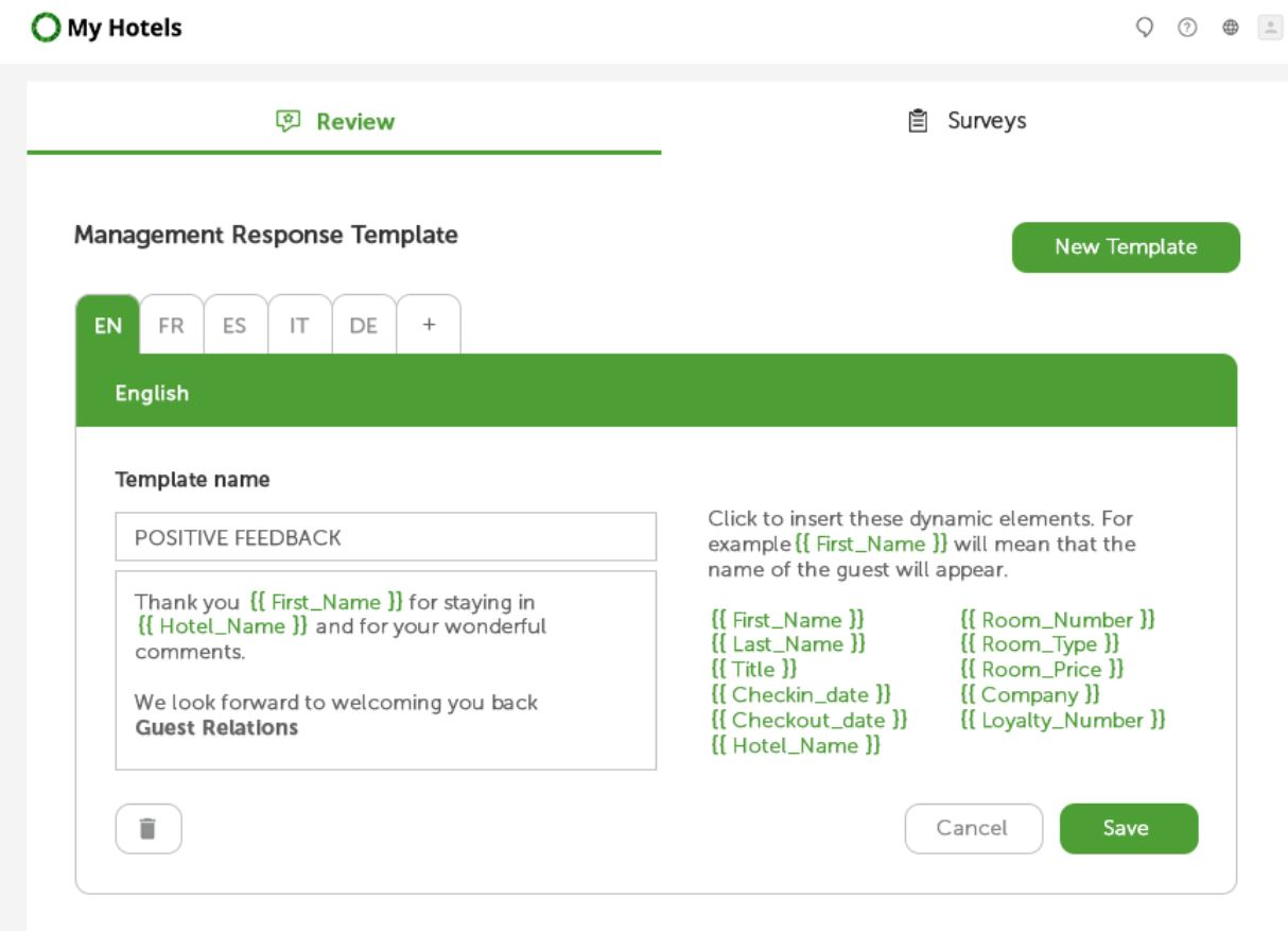 Shiji ReviewPro Guest Experience Platform Software - ReviewPro templates