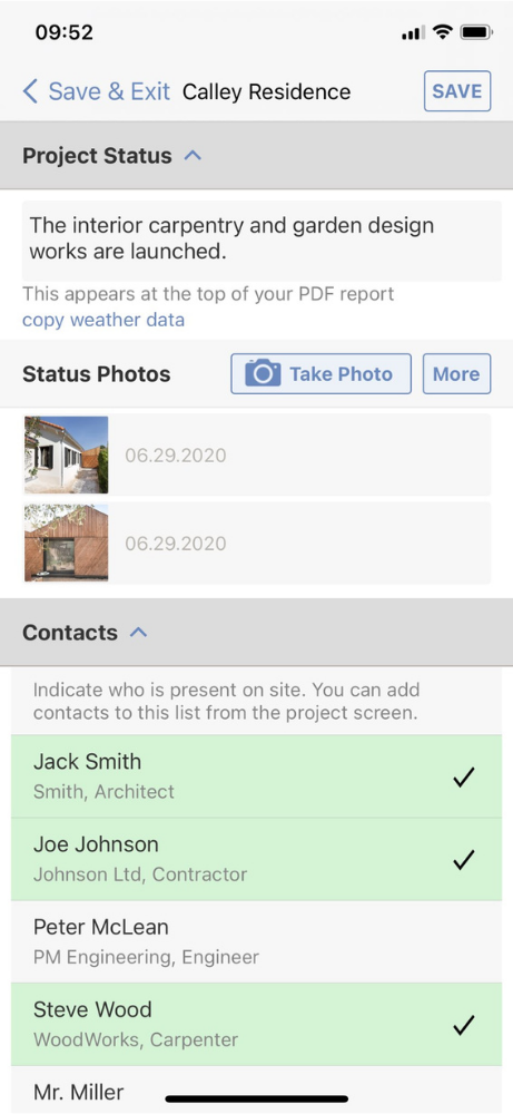 ArchiSnapper screenshot: Document your site visit via your mobile device.