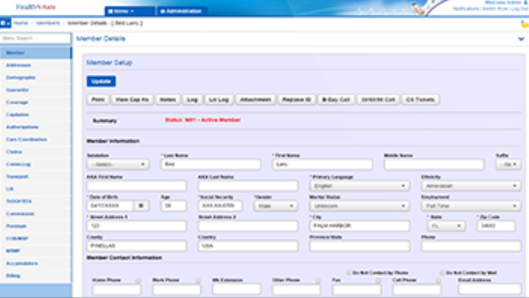 HealthAxis dashboard