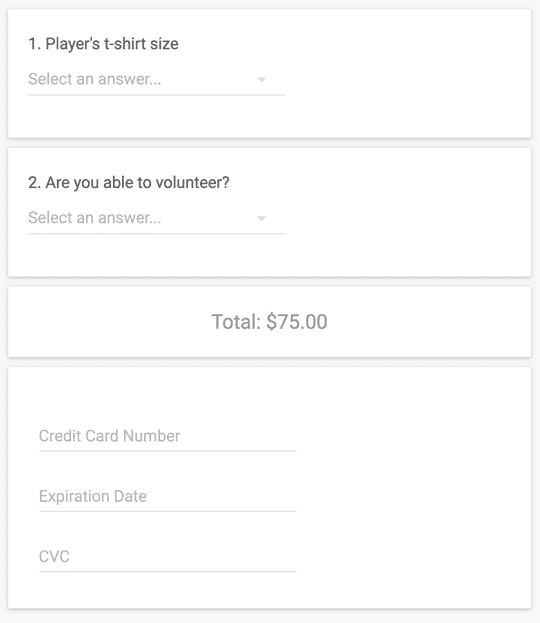 Registration form