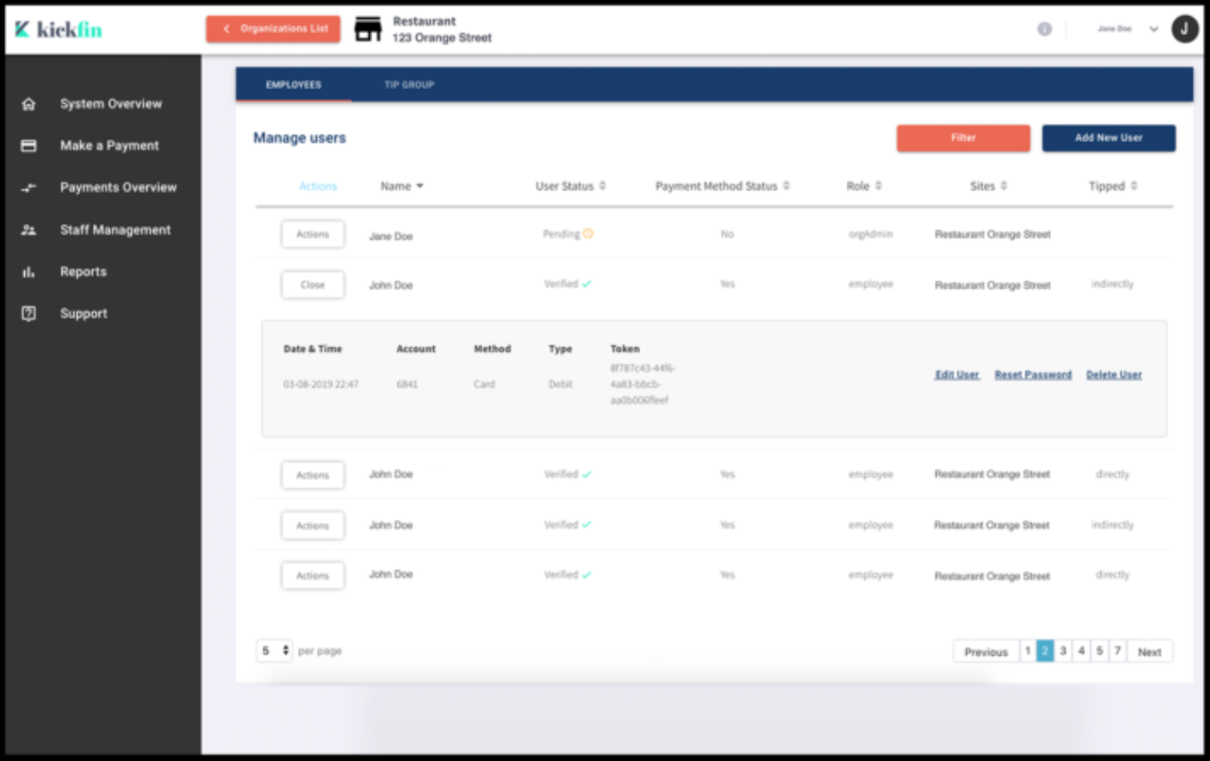 KickFin Software - Kickfin user management