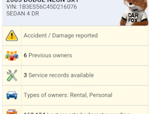DealerCenter Software - Example Carfax vehicle history report as seen on the DealerCenter Mobile app for Android