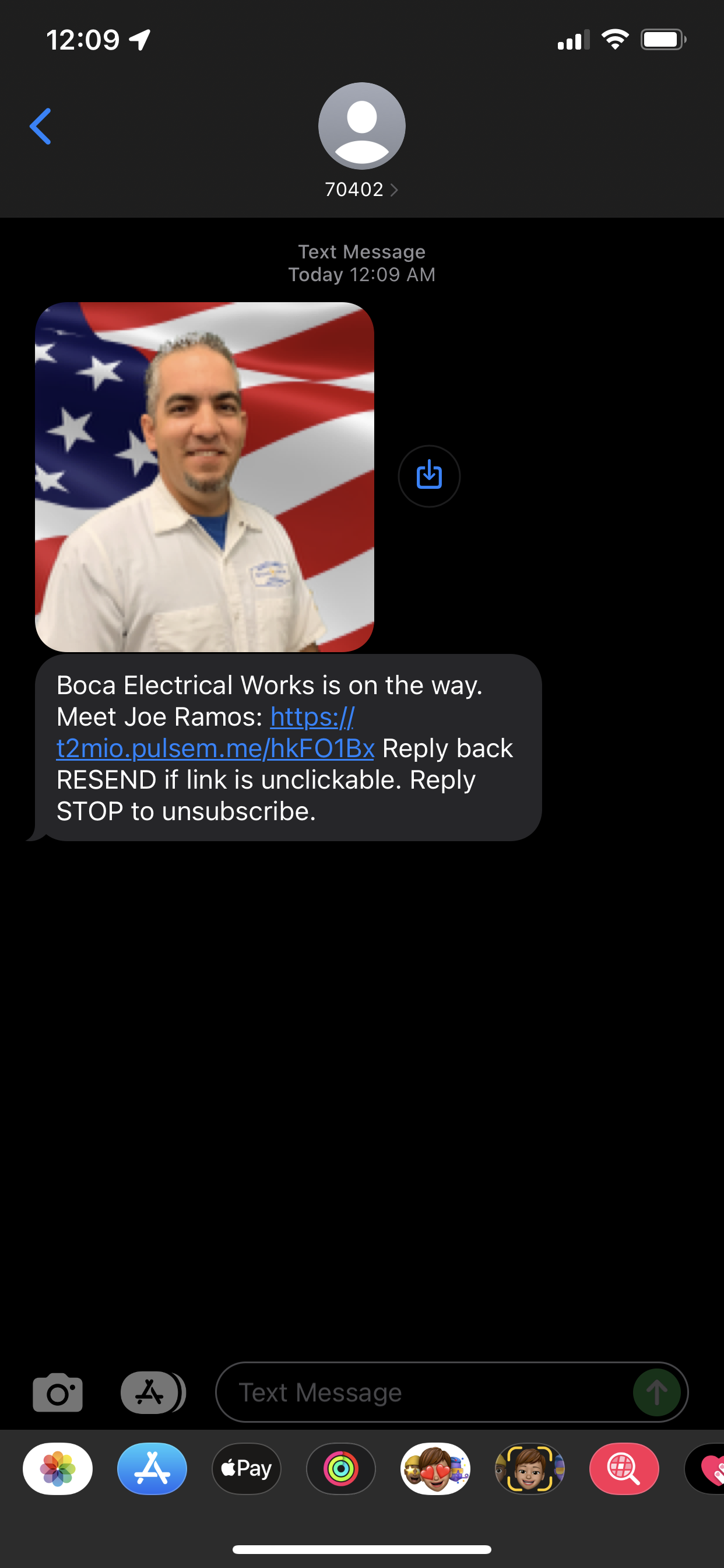 Prior to service, the customer will automatically receive a text message which includes a short profile of your technician, and when to expect their arrival.