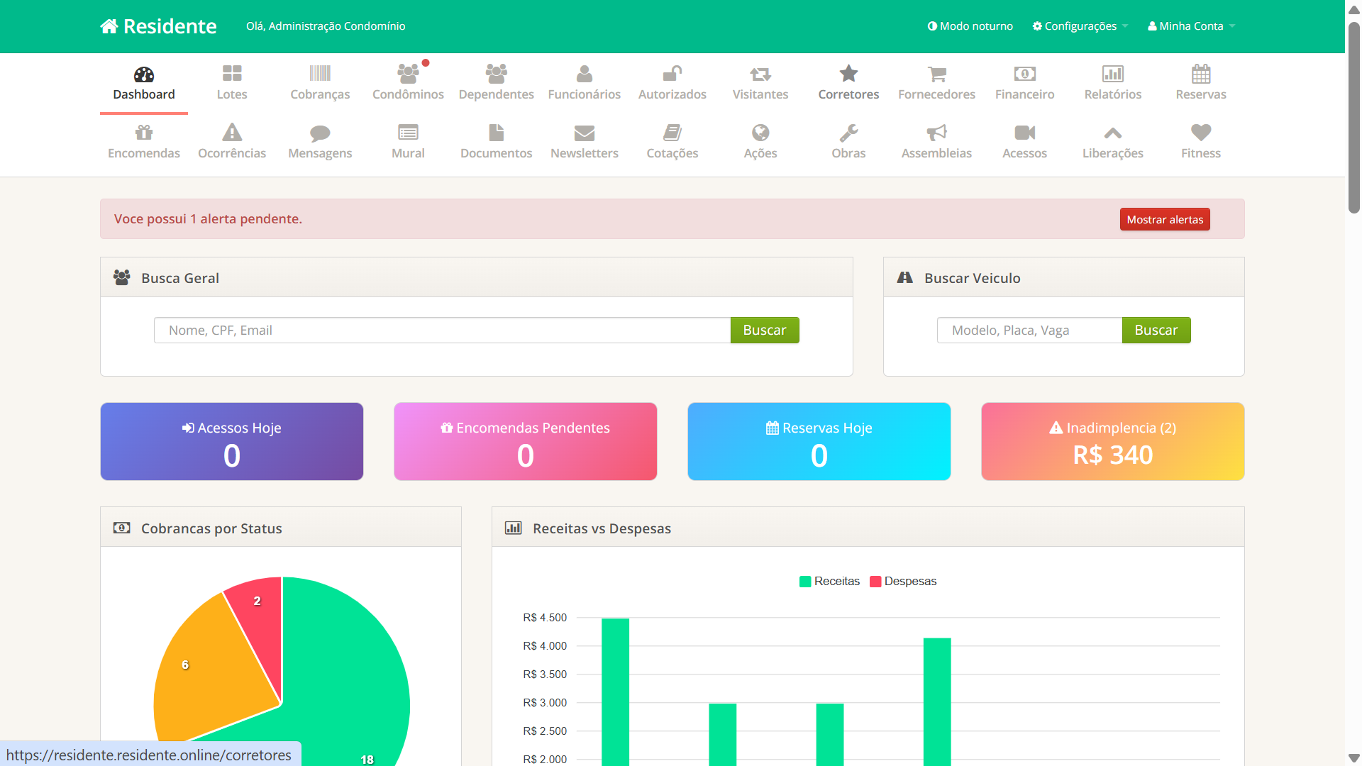 Residente Online screenshot: Residente Online dashboard