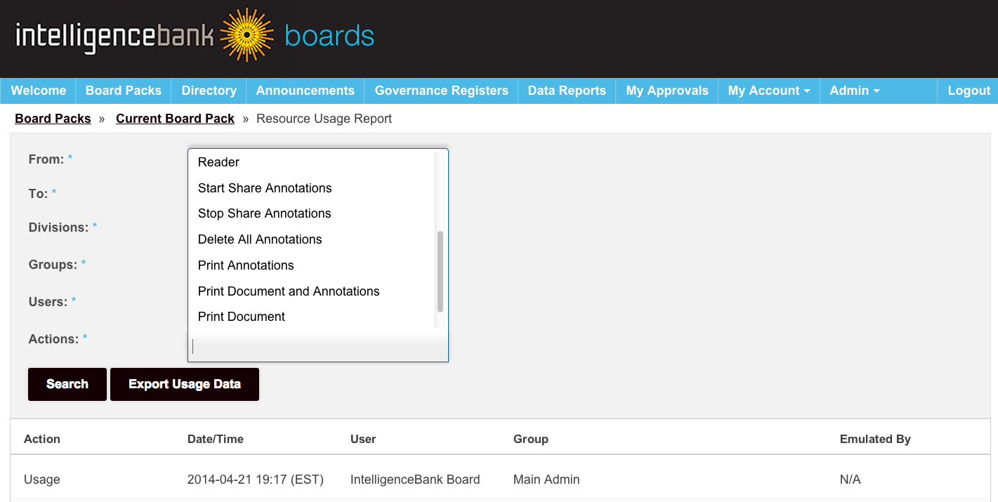 Usage reporting by file, by user and overall. Run custom reports on specific actions.