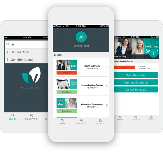 Velpic Software - Managers can use the Supervisor mobile companion app to follow up with trainees, and trainees can use the Velpic Learn mobile companion app to watch training content from wherever they are and at any time.
