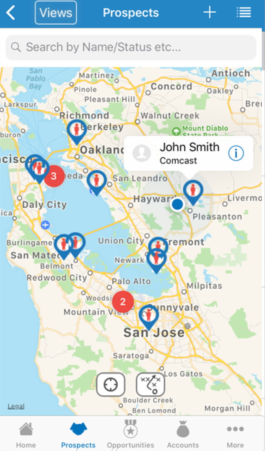 Veloxy Software - Veloxy view prospects on a map
