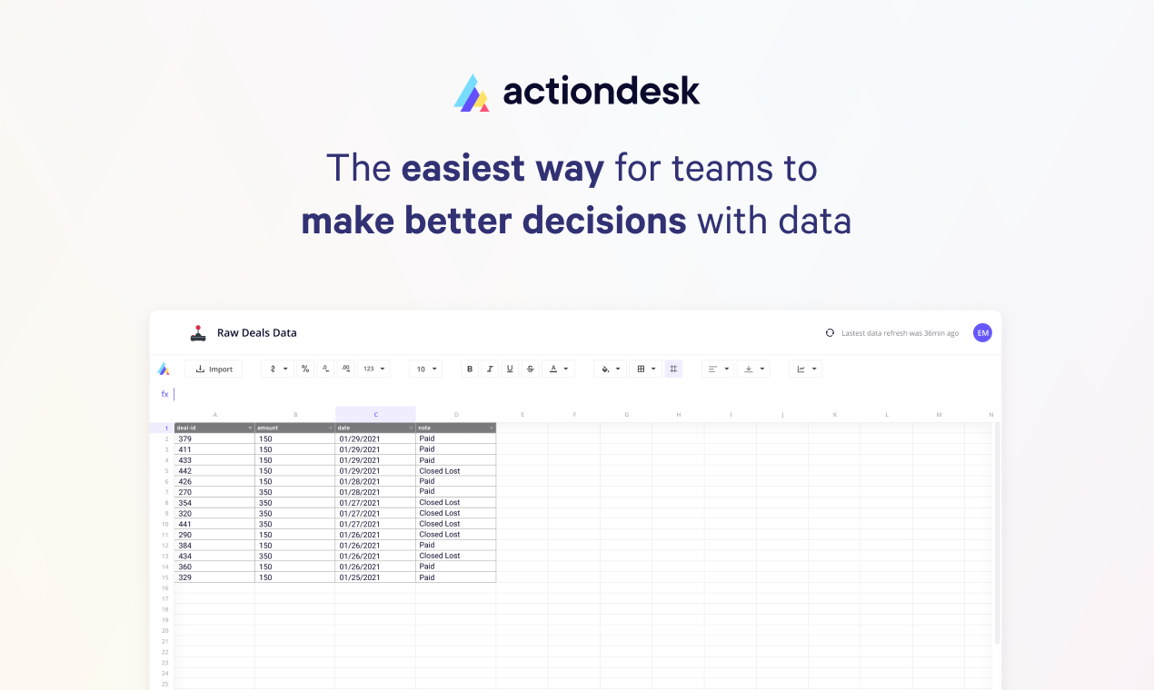 Actiondesk spreadsheet interface
