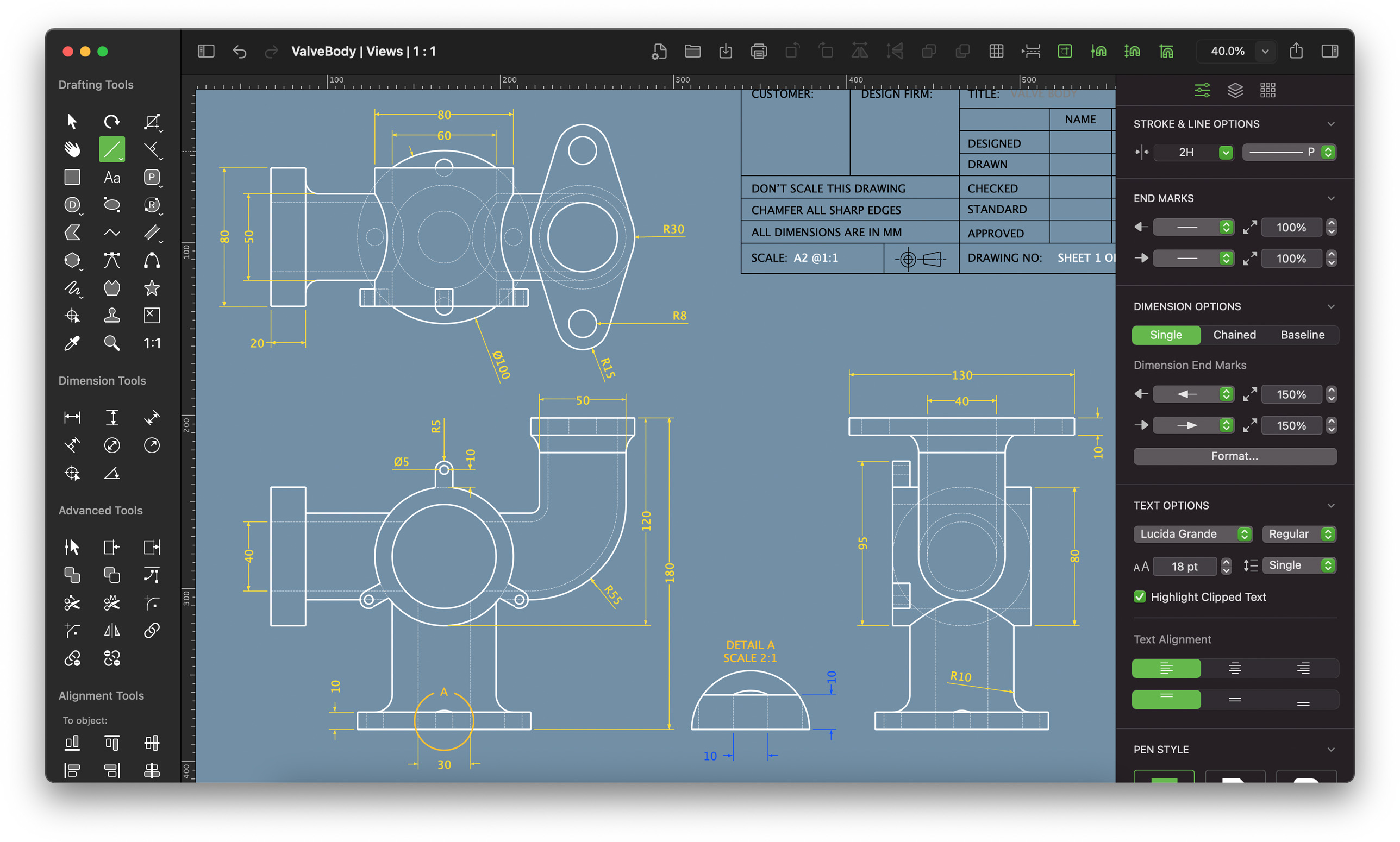 Orthographic Drawings in MacDraft 8