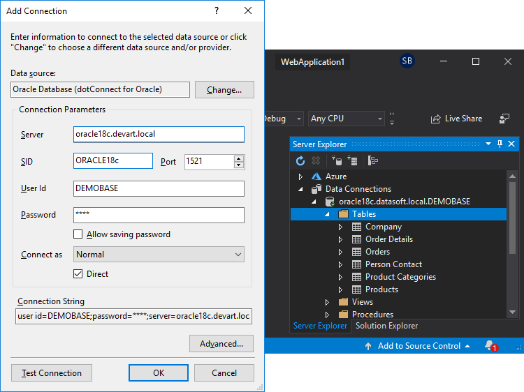 dotConnect for Oracle Software - dotConnect for Oracle add connection